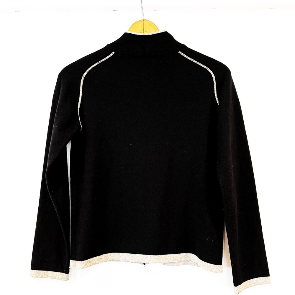 Cashmere and Silk Black Zip Front Sweater Black Gray Small Made in Italy - Picture 6 of 9